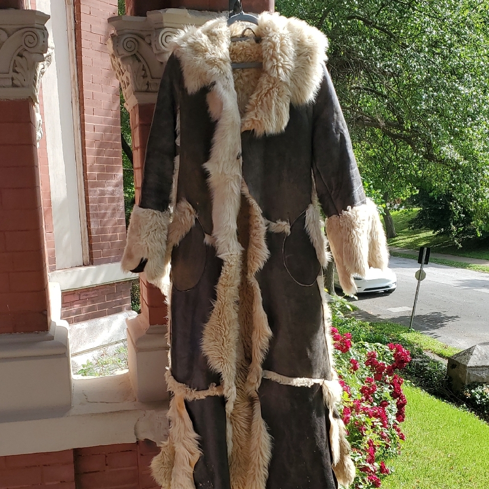 Custom Made Full Length Hooded Leather Coat with Shearling